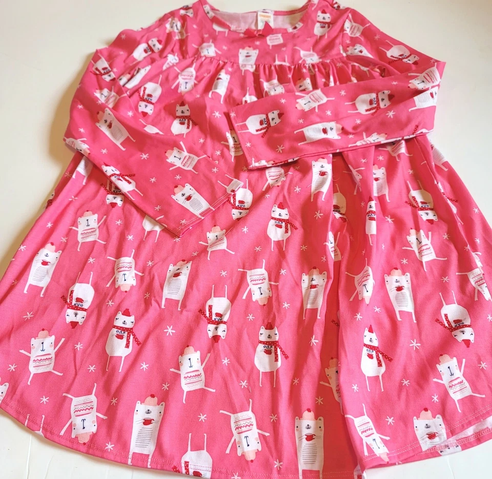 Gymboree Girl 7-8 Pink Cat Bear Hot Cocoa Nightgown Pajamas NWT PJs Winter - Image 2 of 2