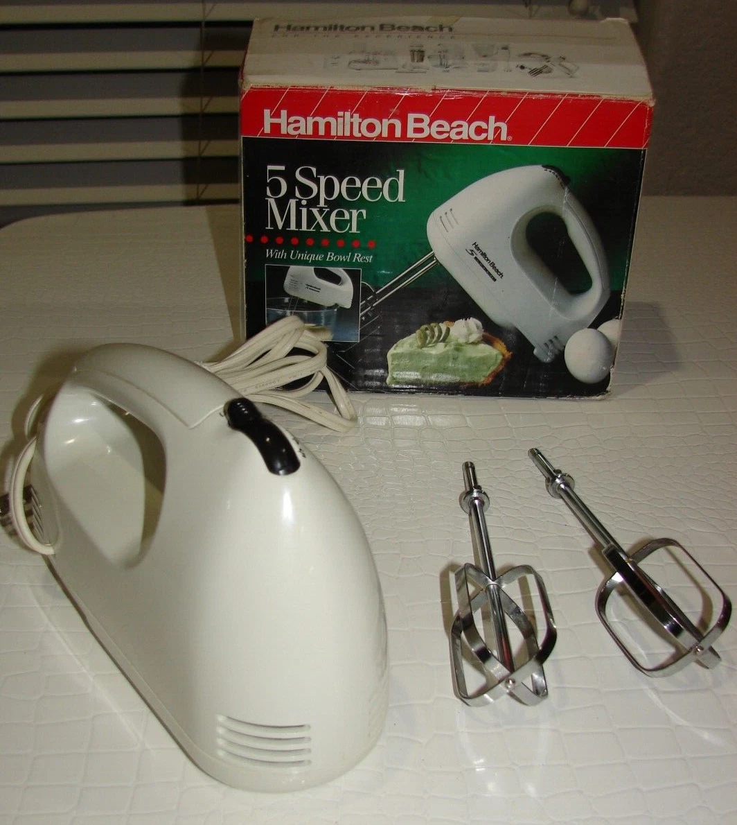 Hamilton Beach Hand Mixer 5 Speed With Bowl Rest White New In Box