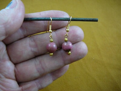 (EE-486-1) one bead 10 mm Pink rhodonite White Mother of pearl dangle earrings