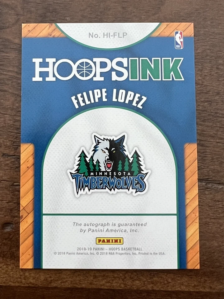 2018-2019 Panini Hoops - Felipe Lopez Auto - Timberwolves - Image 2 of 2