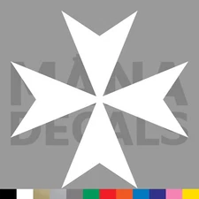 Maltese Cross Vinyl Die Cut Decal Sticker - Motorcycle Biker Chopper Religious