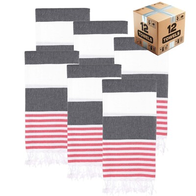 Turkish Beach Towel Bulk Case of 12 (38'' x 71'')  Oversized, Quick-Dry, Sand-Free