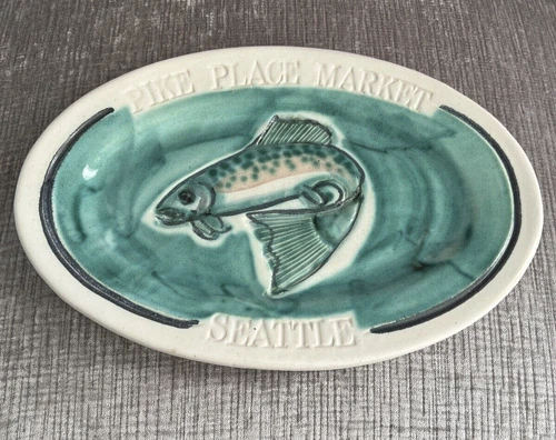 Seattle Pike Place Market Plate Dish Pottery Vintage USA Signed 1997 Smith