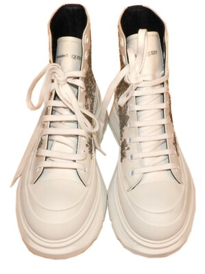 スニーカー alexander mcqueen Sneaker High in Beige Leather Alexander Mcqueen Sneakers Tread Slick High Top Athletic