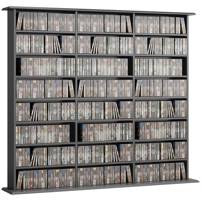 CD DVD Aufbewahrungsregal 145 x 24 x 126,3 cm Schwarz 24 Fächer