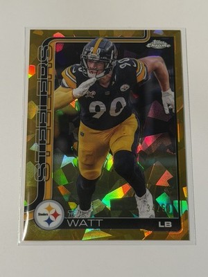 T.J. WATT 2025 TOPPS CHROME SAPPHIRE GOLD REFRACTOR /50 #258 STEELERS