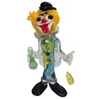 Venetian Clown Figure Art Glass Hand Blown Circus Decor 8.5" Bottle Vintage