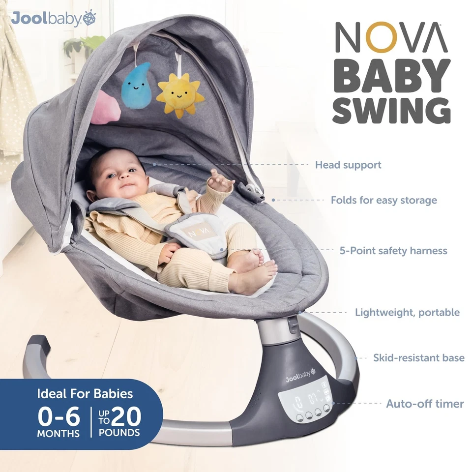 Columpio Jool Baby Nova para recién nacidos - Columpio infantil motorizado eléctrico, Bluetoot... Foto 3 de 4