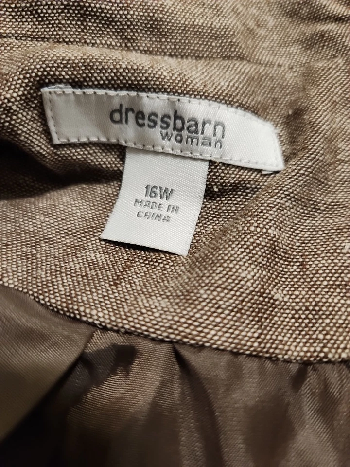 Vestido Granero Mujer 16W Marrón y Tostado 3 Botones Blazer Chaqueta Con Bolsillos Manga Larga Foto 2 de 4