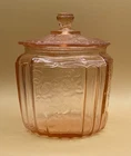 Anchor Hocking Mayfair "Open Rose" pink depression glass cookie or biscuit jar