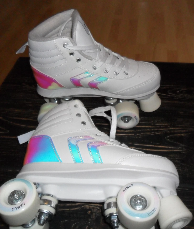 NEU Oxelo Roller Skates Disco Roller RS Quad 100 JR weiß Holographic Gr. 38 - Bild 3 von 4