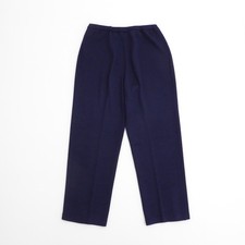 St. John Women Pants Navy Blue Santana Knit Elastic Waist Straight Leg 8