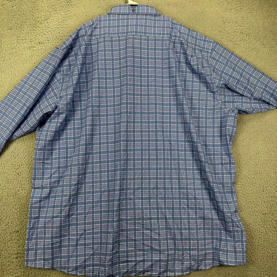 Camisa de vestir Shaquille O Neal para hombre 20 36-37 azul a cuadros manga larga NUEVA Foto 3 de 4