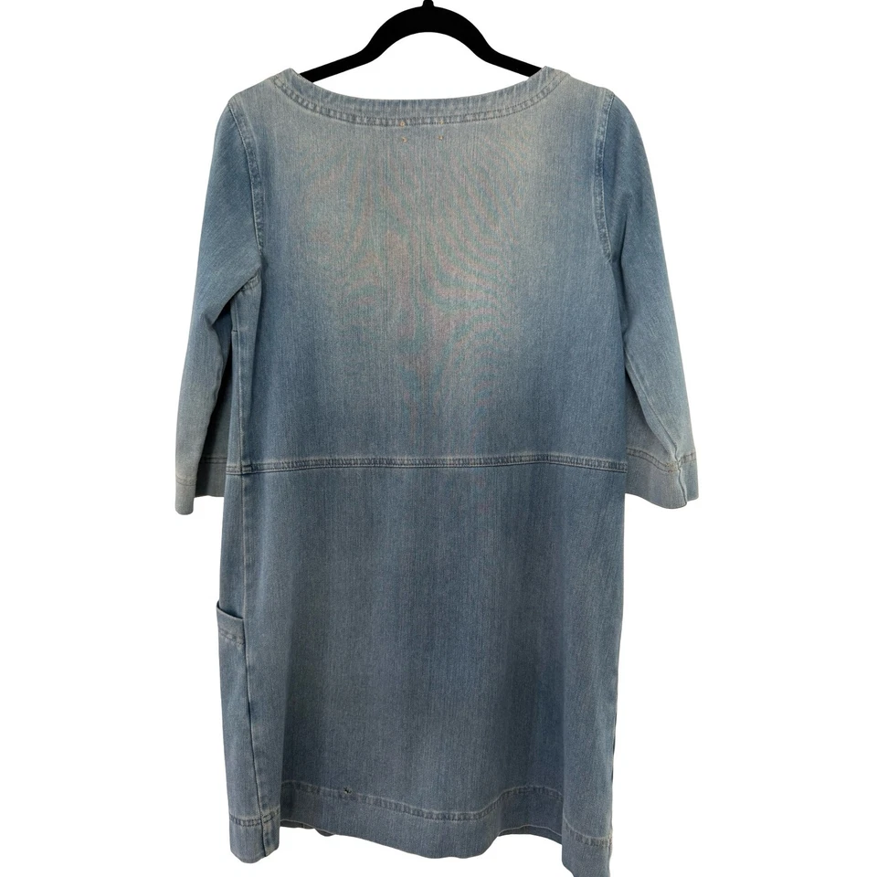 Anthropologie AG Adriano Goldschmied Denim Dress 3/4 Sleeve Boat Neck Pockets XS - Image 3 of 4