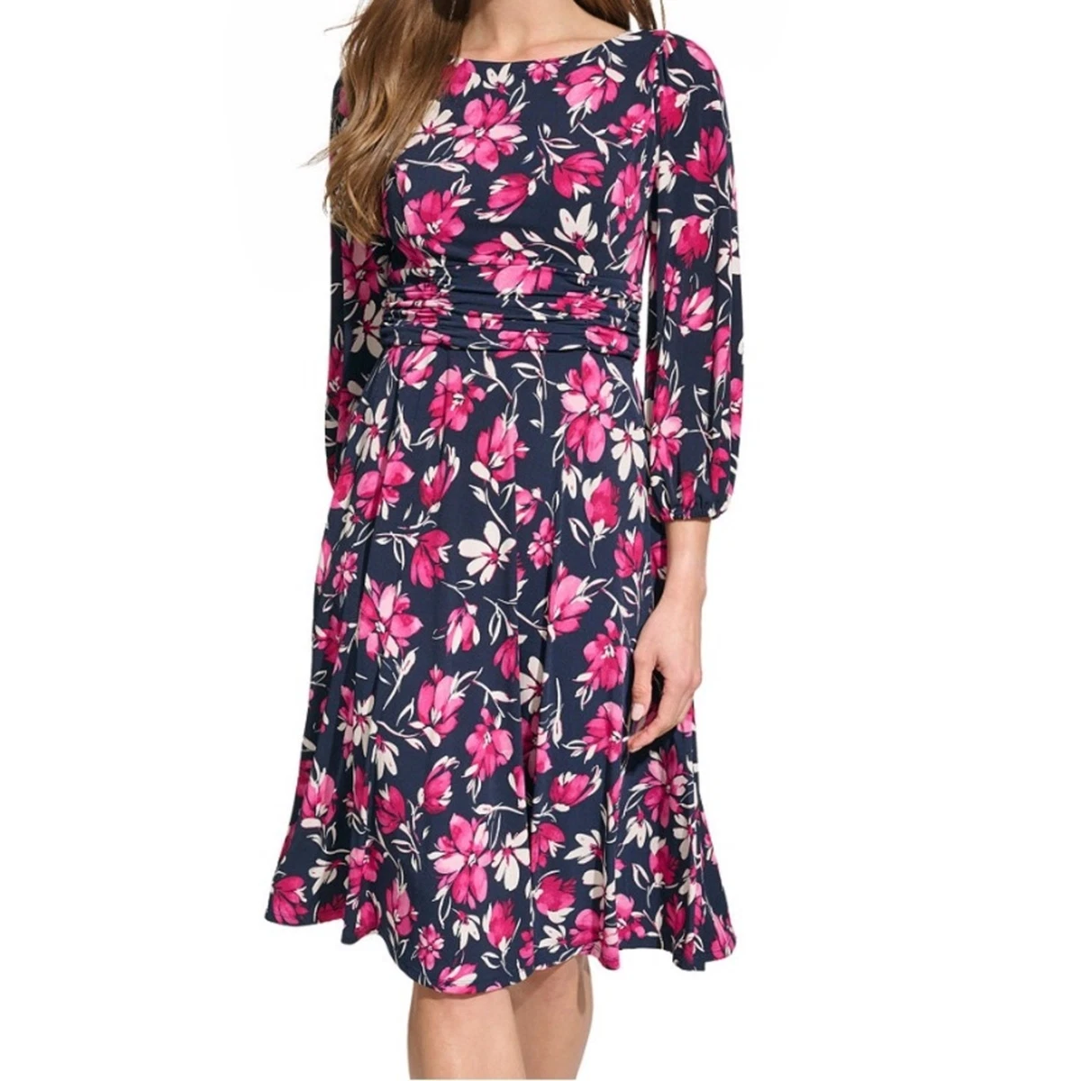Robe Jessica Howard - Taille 8P (Petite) - Imprimé Fleuri Multicolore - Longueur Mi-genou - Occasion Très Bon état