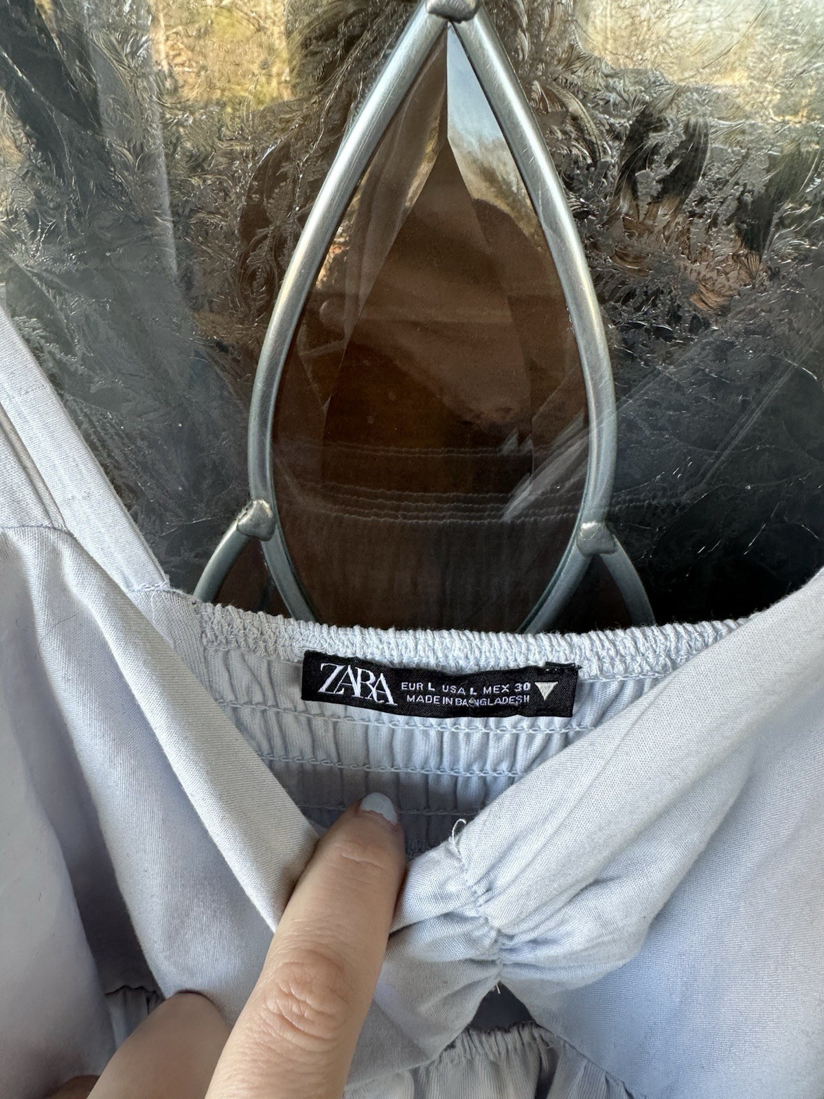 Zara Large Blue Cotton Tiered Keyhole Maxi Dress Skinny Strap Ruffle Baggy thumbnail 5