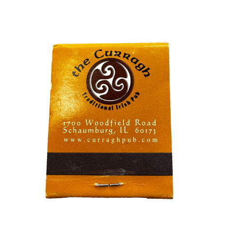 Vintage The Curragh Irish Pub Struck Matchbook Schaumburg IL Horse Logo