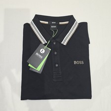 Image of Hugo Boss Polo Shirt Black Men's Cotton Regular Fit Short Sleeve New L
