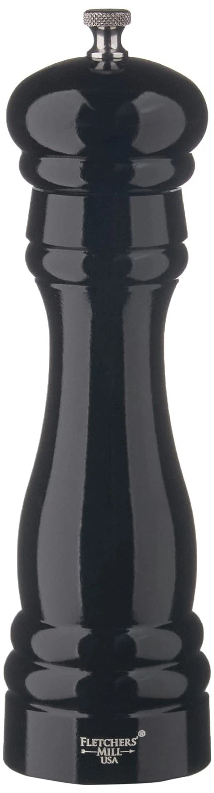 Fletchers' Mill Federal Pepper Mill, Black - 8 Inch, Adjustable Coarseness Fi...