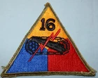 WW2 ERA 16th ARMORED DIVISION PATCH US MILITARY BADGE UNITED STATES WORLD WAR II