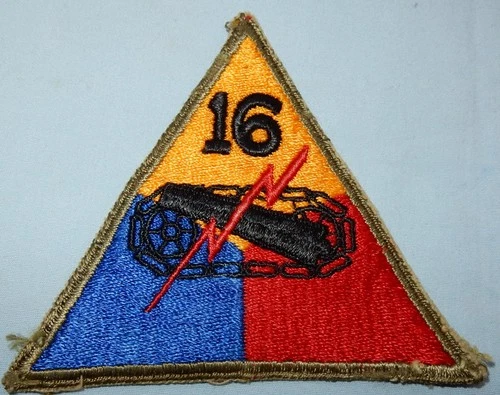 WW2 ERA 16th ARMORED DIVISION PATCH US MILITARY BADGE UNITED STATES WORLD WAR II