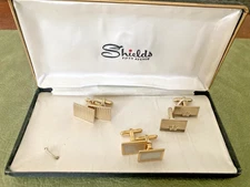 Vintage Shield’s Fifth Avenue Cufflinks Set – 3 Gold Tone Pairs in Original Box