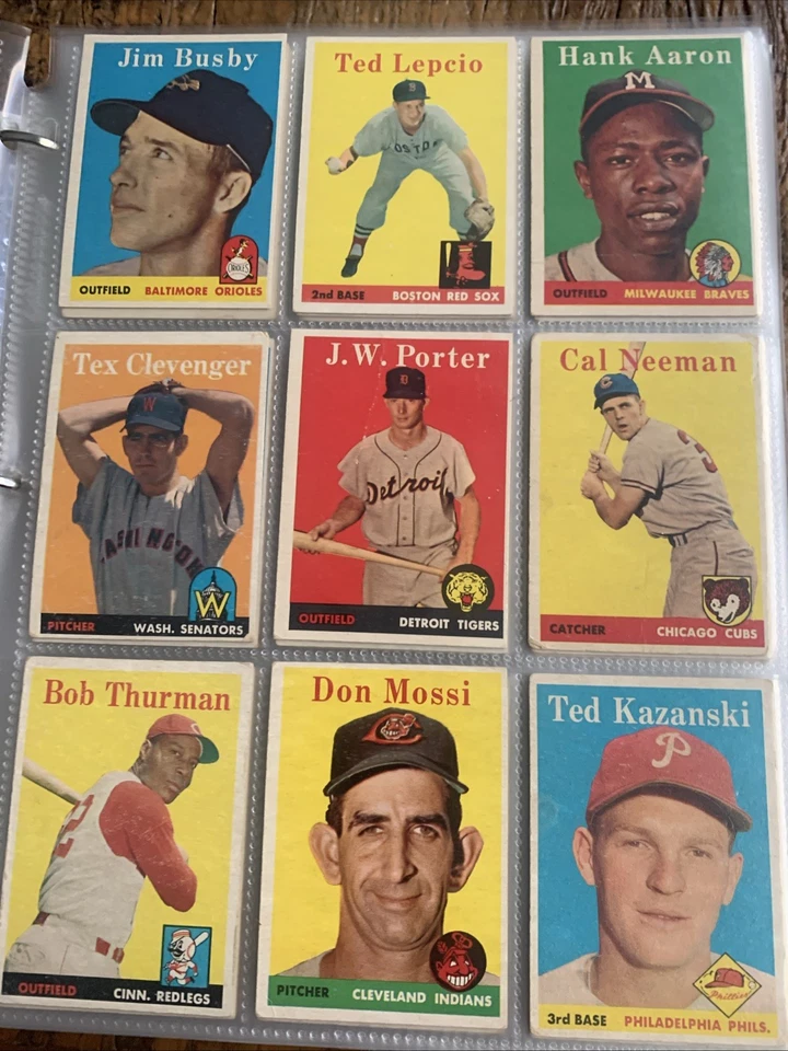 1958 Topps Baseball Complete 494 Card Set : Williams, Mantle, Mays, Maris, Aaron - Image 2 of 4