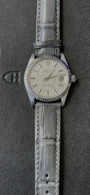 Tudor Oyster Date 90734B 34mm mit 14k Gold Einsatz und Leinen Zifferblatt