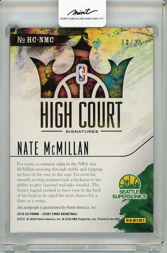2019-20 Panini Court Kings Nate Mcmillan Autograph 18/25 - Image 2 of 2