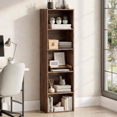 Oxford Bücherregal 5 Ebenen Würfel Regal Aufbewahrung Display Holz Ständer Möbel Nussbaum