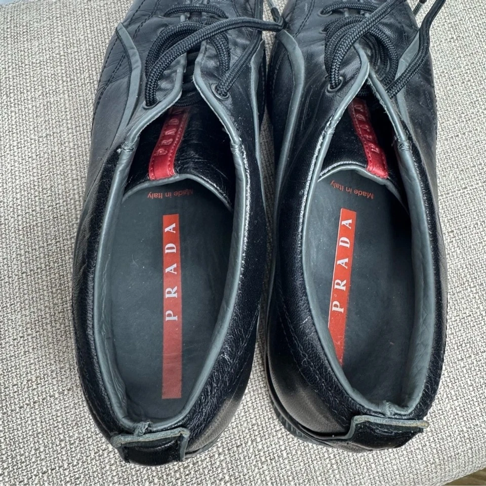 Винтажные женские кроссовки Prada черные кожаные туфли для боулинга 38/7,5 - Изображение 3 из 4