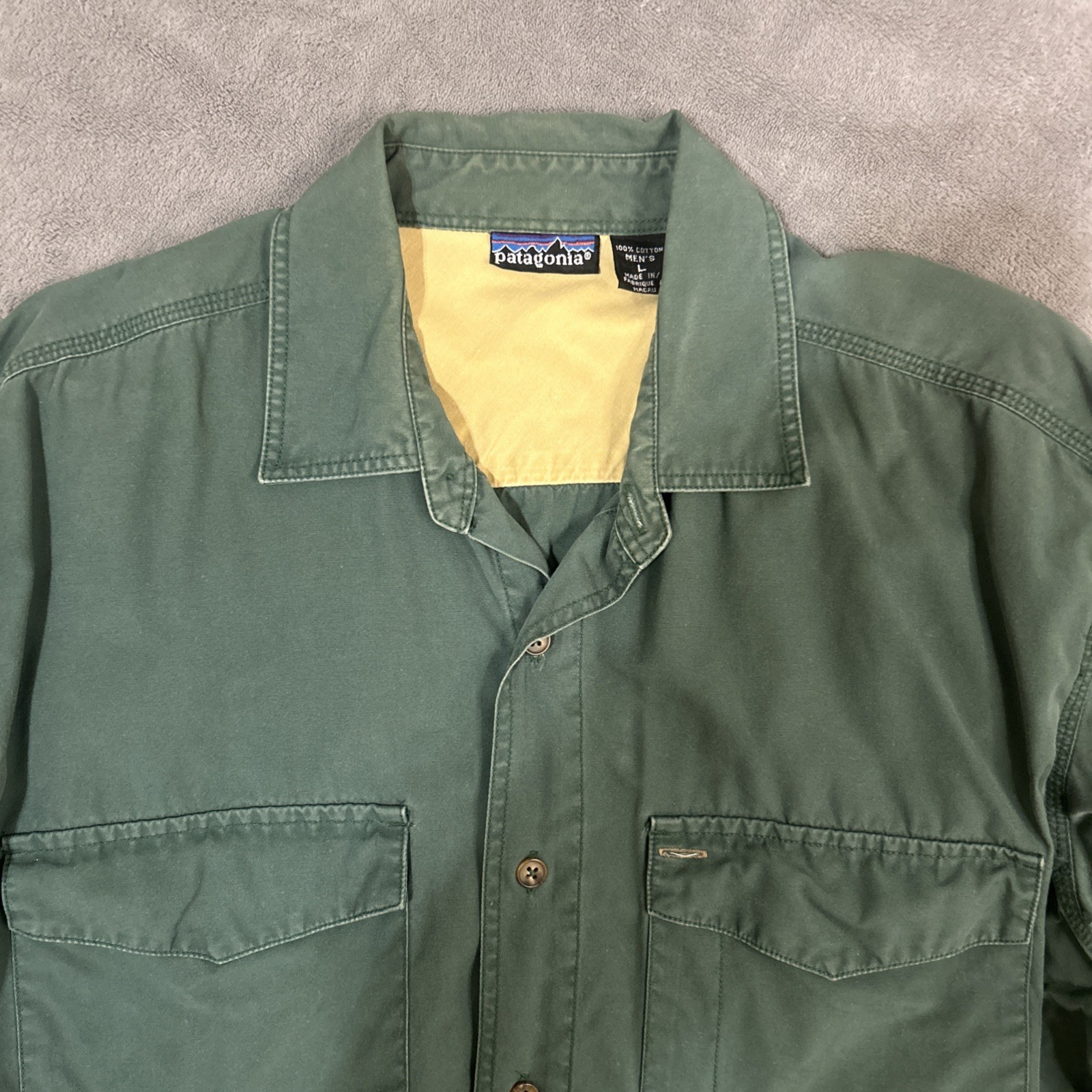 Vintage 90s Patagonia Shirt Mens Large Green Long Sleeve Canvas Oversized 52211 thumbnail 3