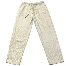 OAS Men’s Machu Terry Pants XL Geometric Beige Straight Beachy Vacation Casual