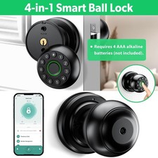 Smart Door Knob Fingerprint Door Lock Biometric Door Lock with Key & App Control