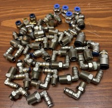 Lot of 53 Compressed Air Fittings: Quick Release Elbows and Straights