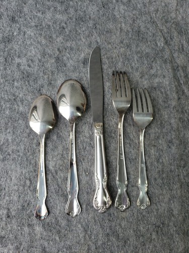 Rogers Bros Daybreak Elegant Lady Silverplate Flatware Set 5pc 1952 NOS Tarnish - Picture 7 of 16
