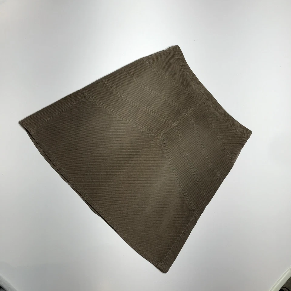 Ann Taylor Loft 裙子女式 8 A 字接缝棕色灯芯绒棉拉链门襟 — 第 2/4 张图片