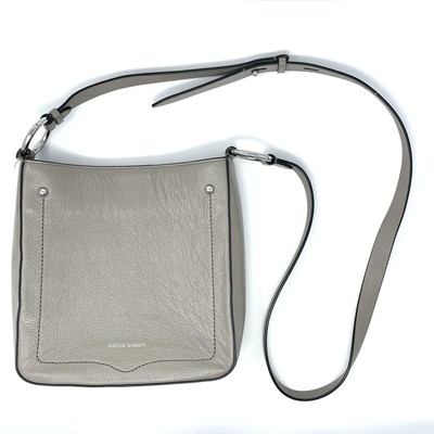 Rebecca Minkoff Women's Purse Handbag Jody Pebbled Leather Feed Bag Taupe Gray