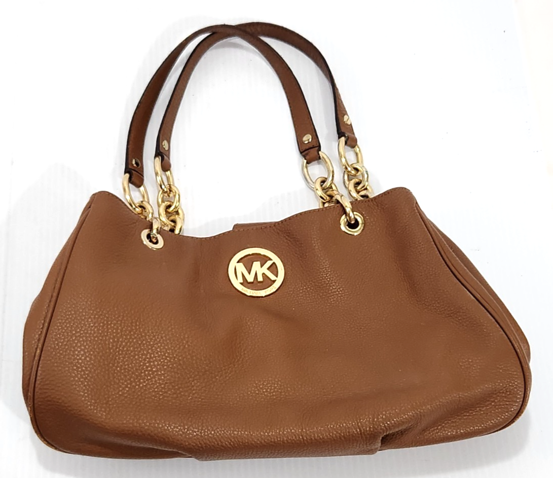 Michael Kors Large Handbag  Tote Brown Pebble Chain Handles