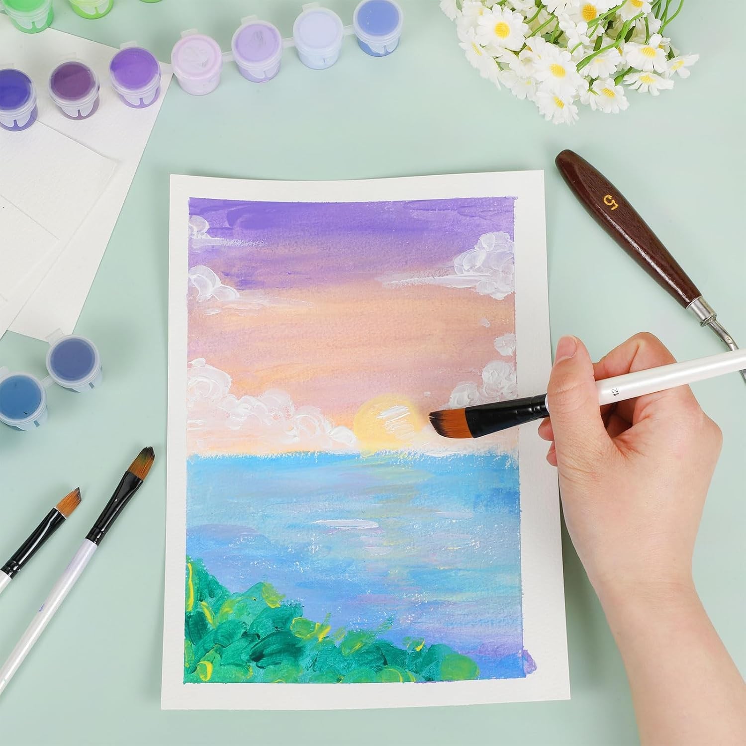 120 Sheets Watercolor Paper Bulk, 140 lb/300 GSM Cold 7 x 10 Inch, White 