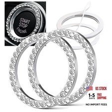 2pcs Bling Car Engine Start Button Cover Diamond Crystal Push 2Pcs Crystal