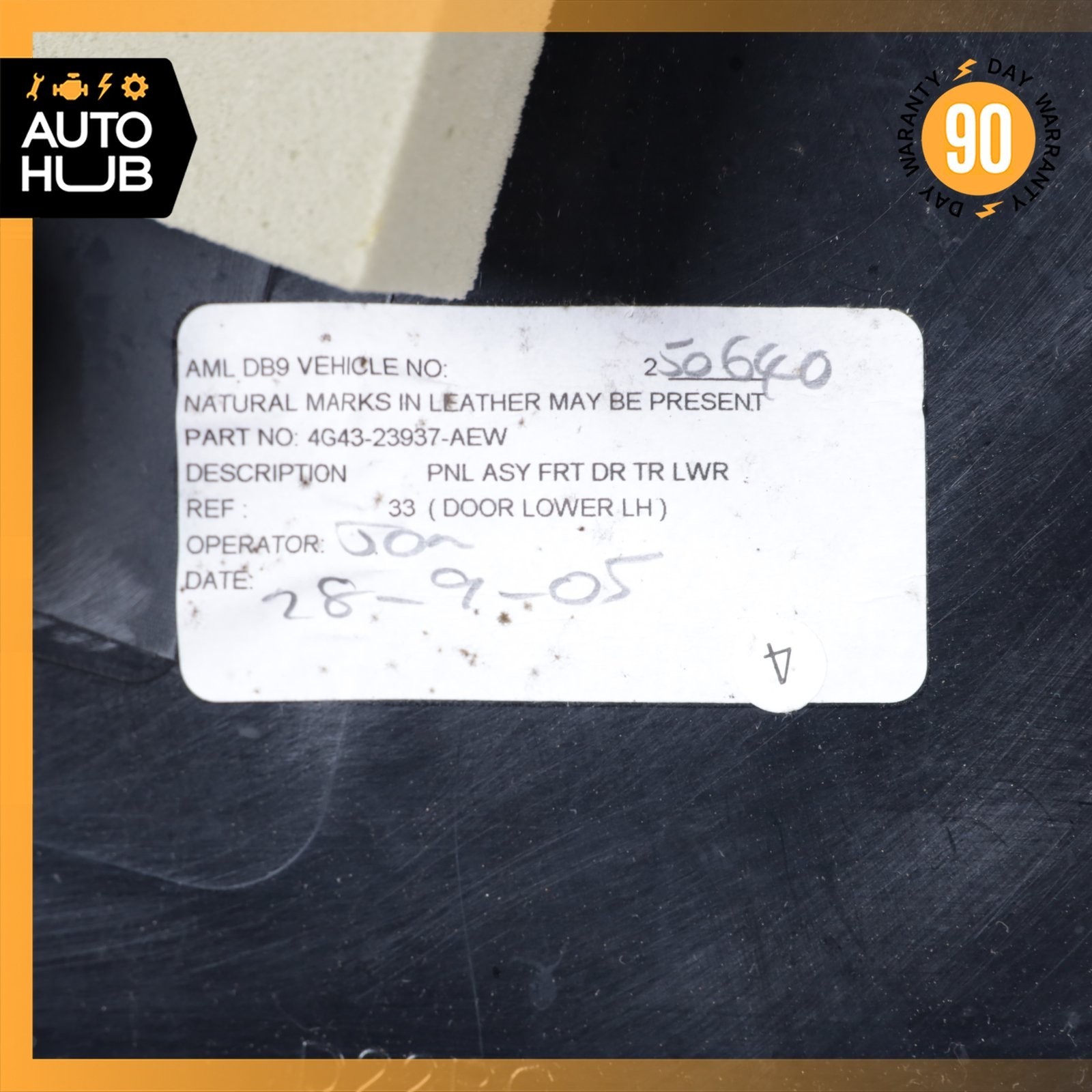 05-12 Aston Martin DB9 Interior Door Panel Front Left 4G4323901AB OEM 34k