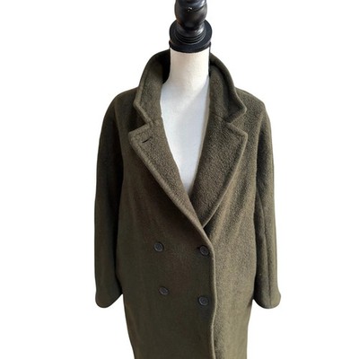 Babaton Slouch Coat Dark Olive Wool Oversized Coat Size L (Fits M)