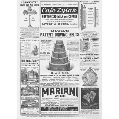 Viktorianische Werbung; Wein, Wintergärten, Sekretär Schränke - Antikdruck 1899