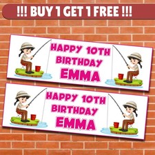 2x Personalised Fish Theme Birthday Banner Under the Sea Party Poster Birthday