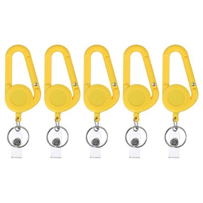 5er Pack Schlüsselanhänger einziehbar mit Gürtelclip, für Abzeichen ID gelb