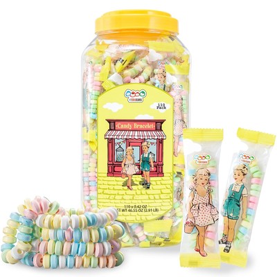 110 Candy Bracelets Individually Wrapped, Stretchable 110 Count (Pack of 1) 