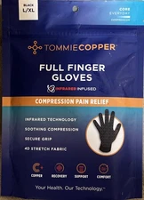 Tommie Copper Compression Gloves L/XL Infrared Infused Pain Relief Full Finger