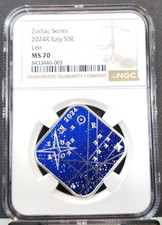2024 ITALY SILVER 5 EURO ZODIAC SERIES LEO NGC MS 70 RARE GEM PERFECTION POP 2