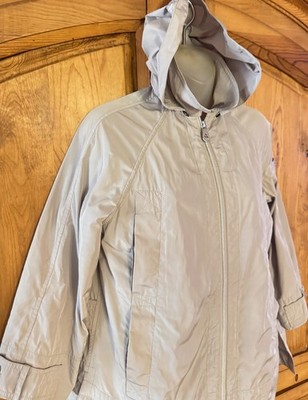 PEUTEREY Tan Polyester Zip Up Jacket Windbreaker Removable Hood Size 42